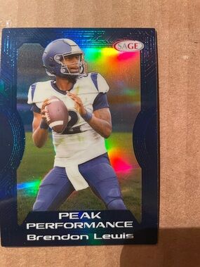 Sage Peak Performance Brendon Lewis Blue White Football Trading Card